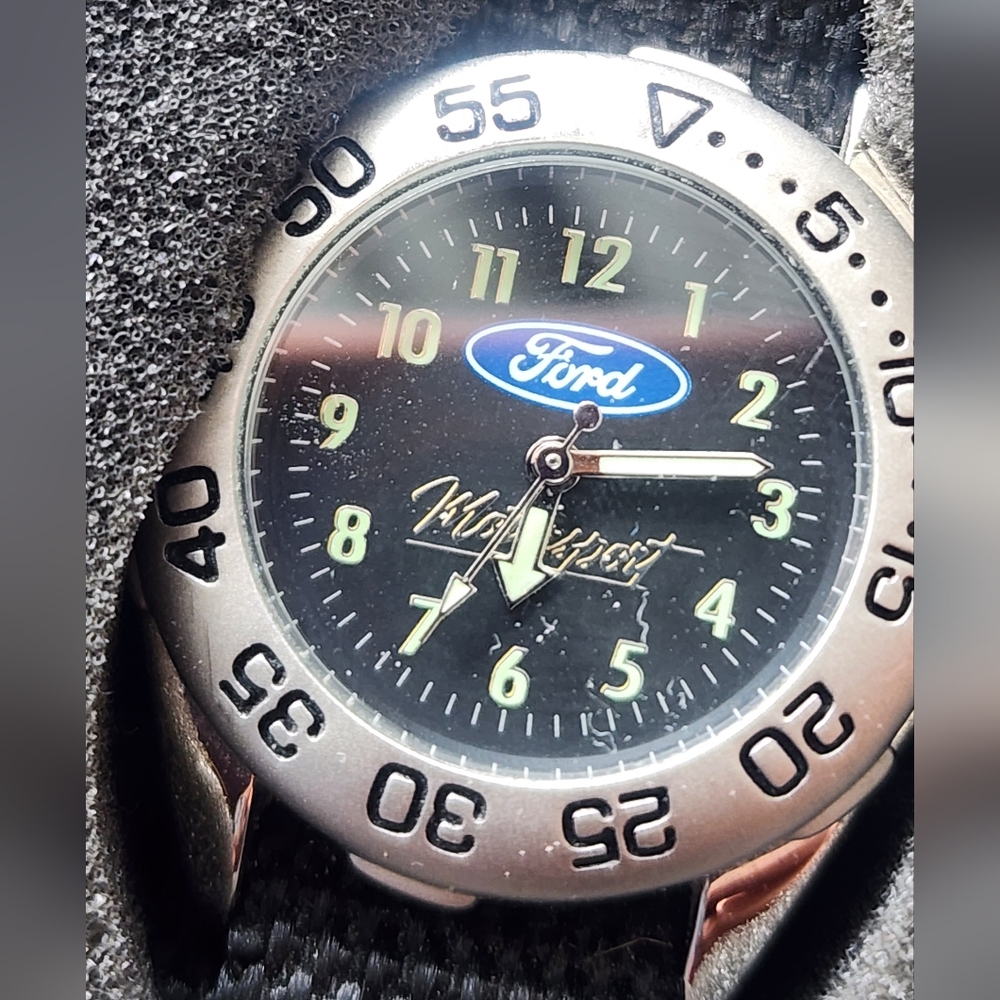 Ford Men's Watch with Black Dial and Silver Bezel
